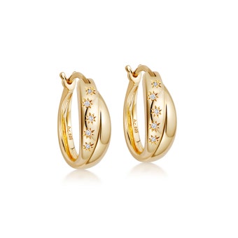 Tiny star twisted hoop earring in Yellow Gold Vermeil | Astley Clarke