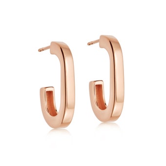 Rose Gold Celestial Chunky Square Hoop Earrings
