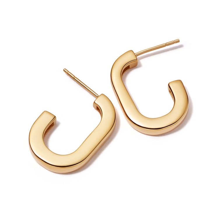 Chunky Square Hoop Earrings in Yellow Gold Vermeil