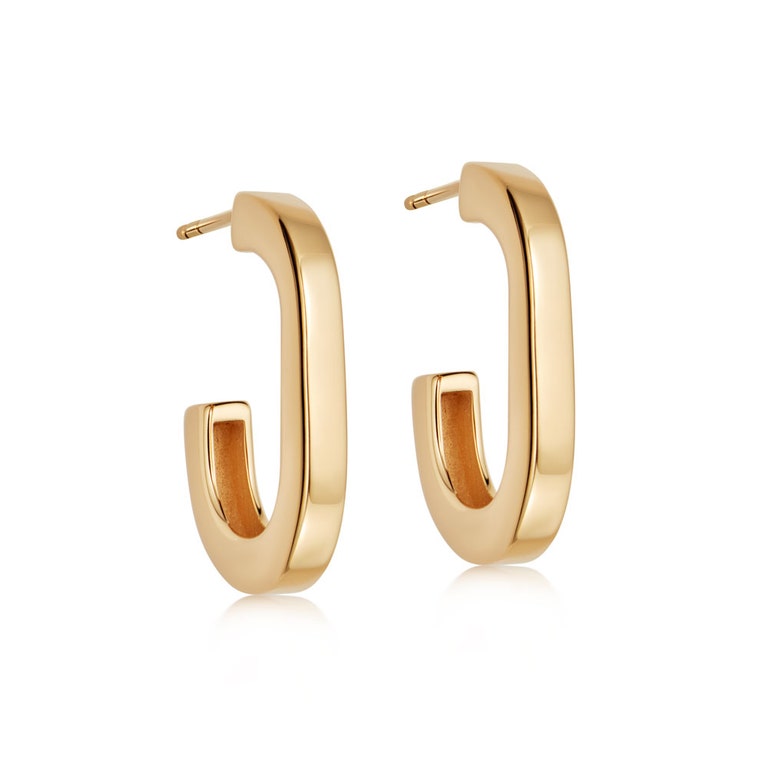 Chunky Square Hoop Earrings in Yellow Gold Vermeil