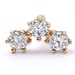 Solid Gold Triple  Lab Grown Diamond Stud Earrings