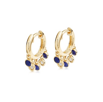 Biography Droplet Lapis Lazuli Hoop Earrings in Yellow Gold Vermeil