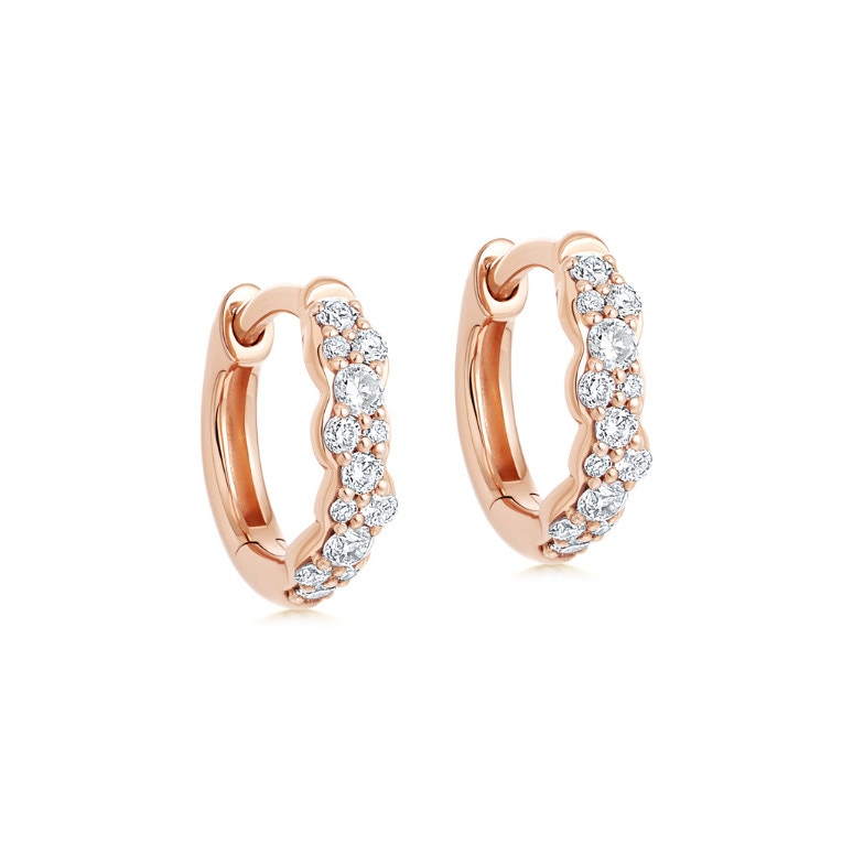 Solid Rose Gold Interstellar Mini Diamond Huggie Earrings