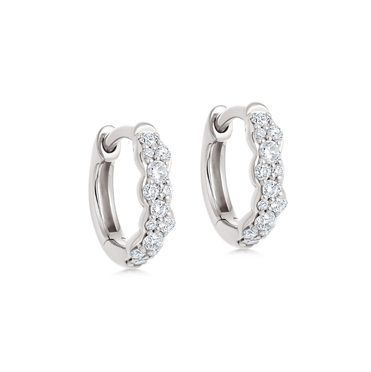 Solid White Gold Interstellar Mini Diamond Huggie Earrings