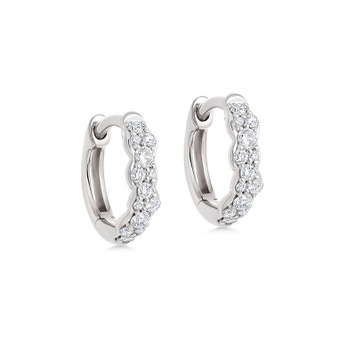 Solid White Gold Interstellar Mini Natural Diamond Hoop Earrings