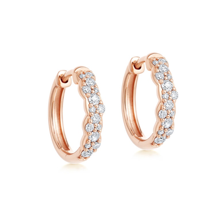 Solid Rose Gold Interstellar Medium Diamond Hoop Earrings