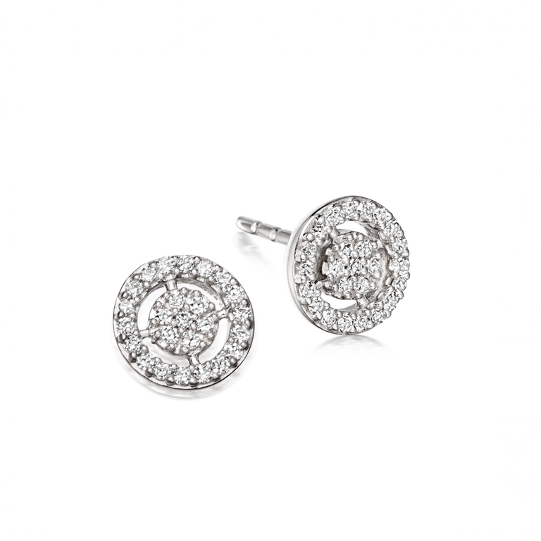 Solid White Gold Icon Aura Natural Diamond Stud Earrings