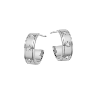 Silver Celestial Orion Hoop Earrings