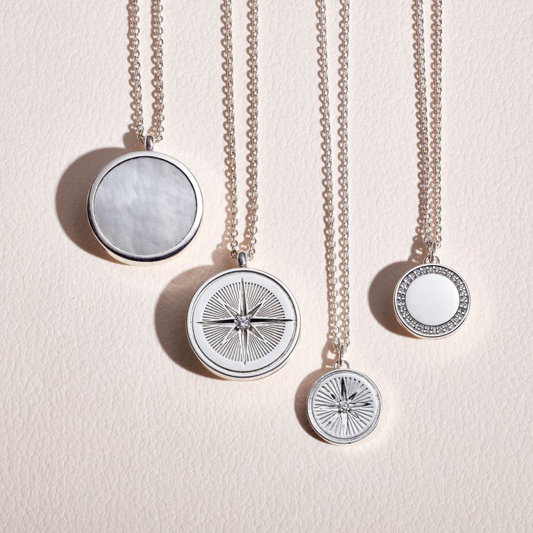 Celestial Compass Locket Necklace in Sterling Silver