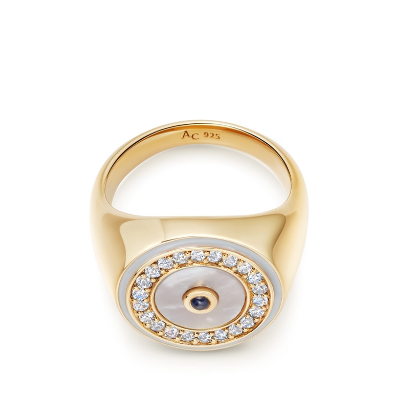 18ct yellow Gold vermeil Circulus Mother of Pearl Ring