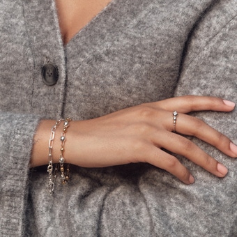Silver Biography Black Spinel Bracelet