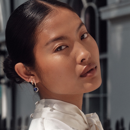 Gold Luna Lapis Drop Earrings