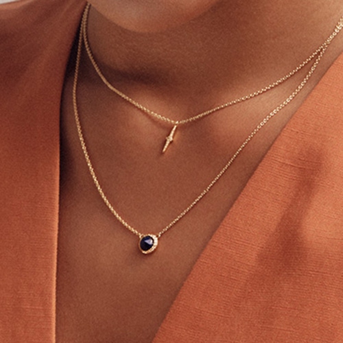 Gold Luna Lapis Pendant Necklace