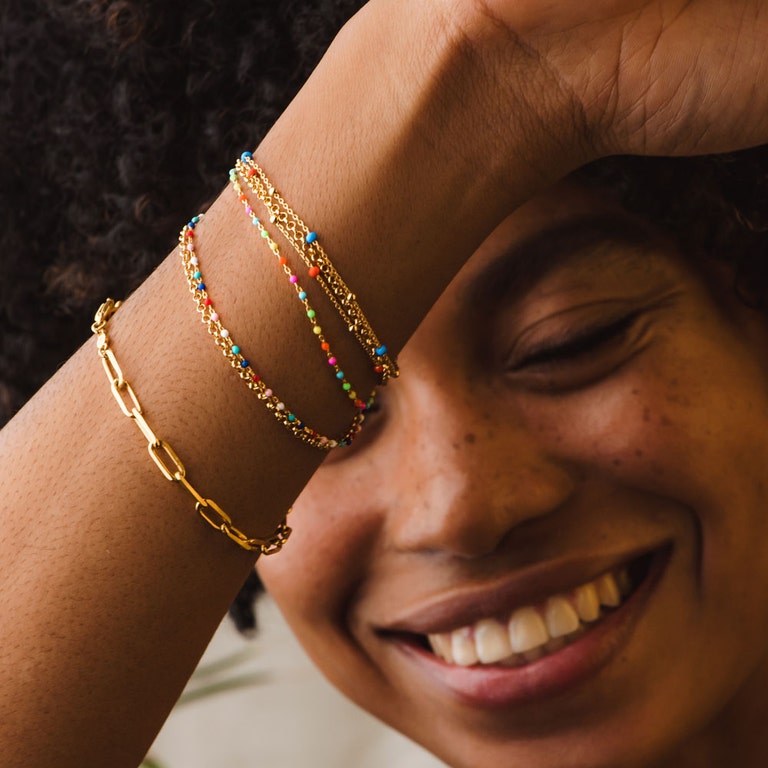 Gold Biography Neon Enamel Bracelet