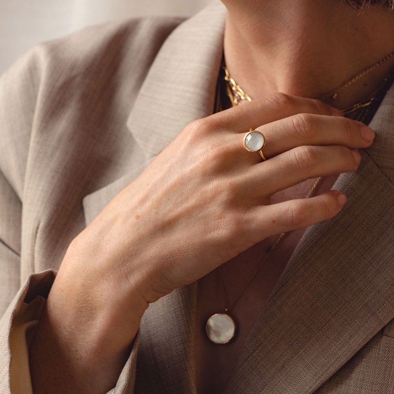 Gold Stilla Large Moonstone Ring 