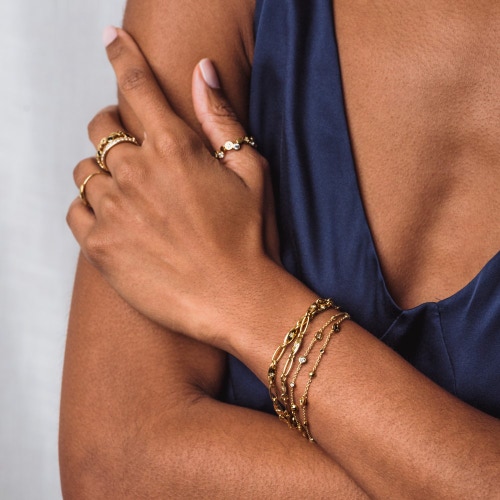 Gold Polaris North Star White Sapphire Station Bracelet
