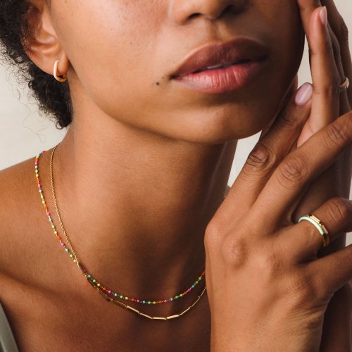 Biography Neon Enamel Choker in Yellow Gold Vermeil