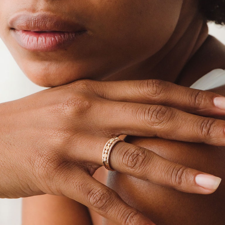Triple Icon Nova Opal Ring in Rose Gold