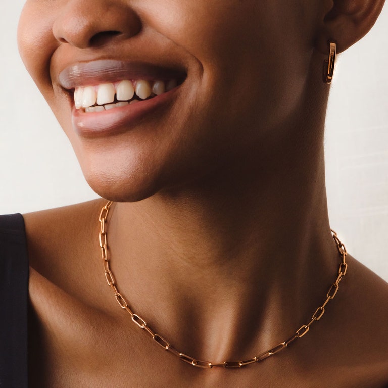 Rose Gold Celestial Square Link Necklace