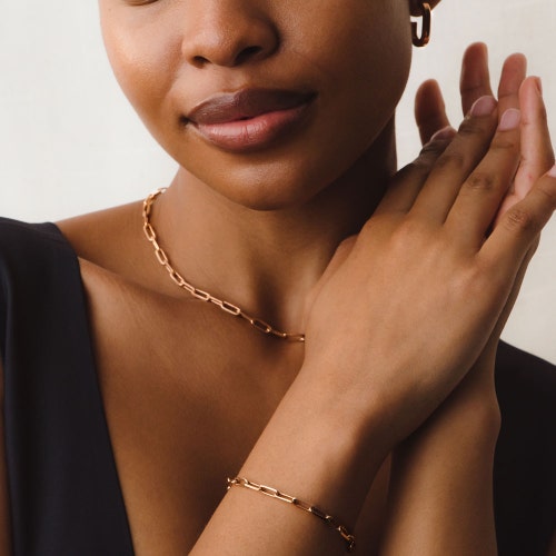 Rose Gold Celestial Square Link Necklace