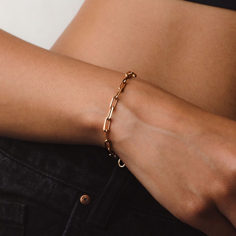 Rose Gold Celestial Square Link Bracelet