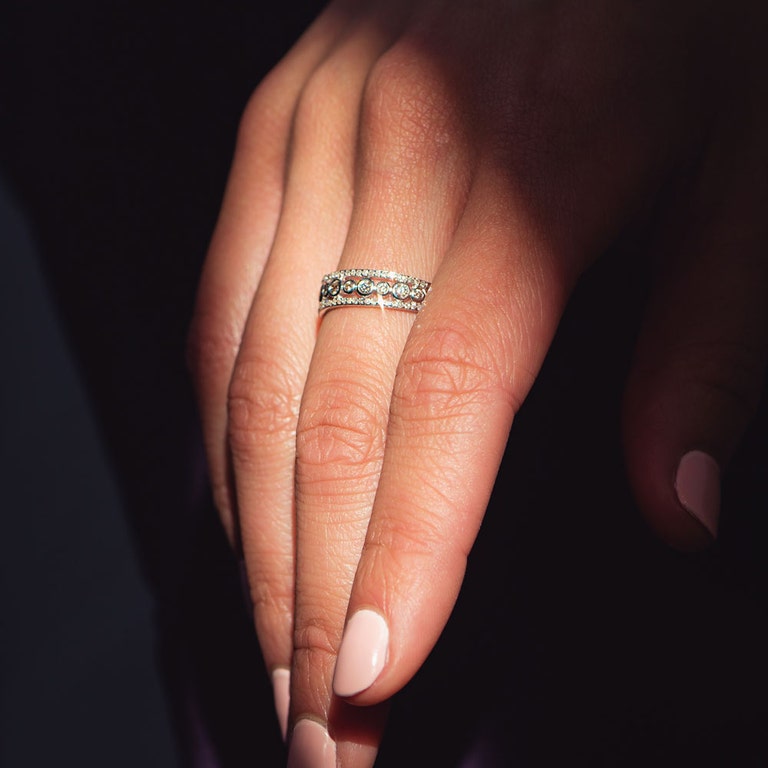 Triple Icon Nova Diamond Ring in White Gold