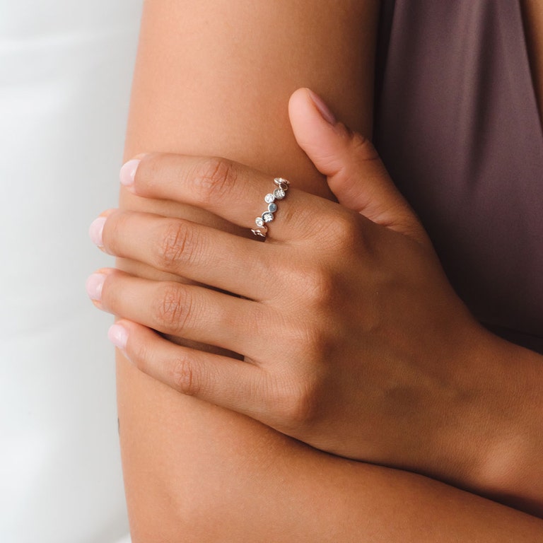 Silver Polaris North Star White Sapphire Ring