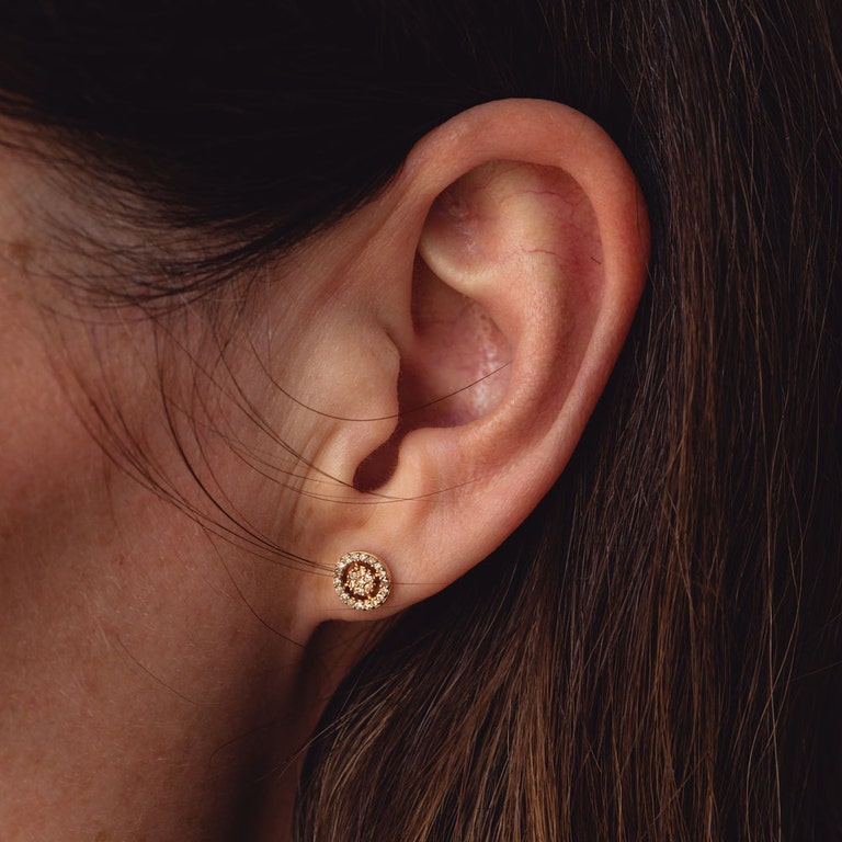 Solid Gold Icon Aura Natural Diamond Stud Earrings