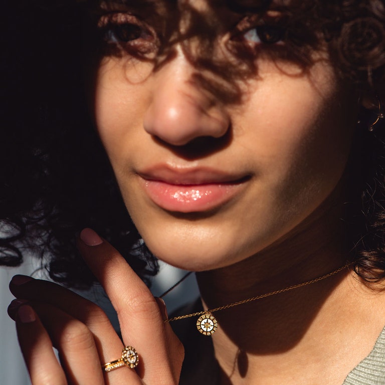 Gold Celestial White Enamel Astra Ring