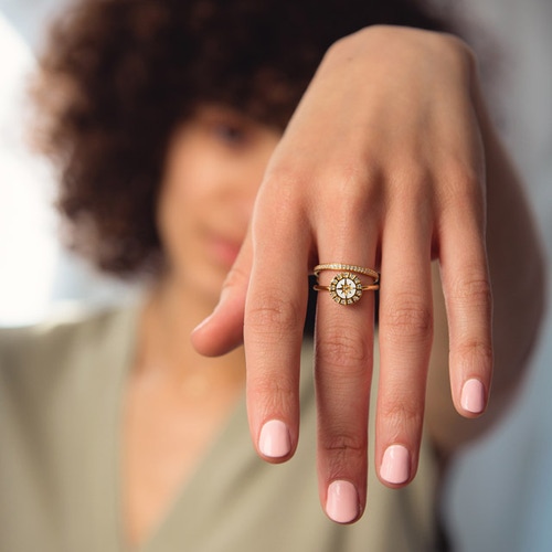 Gold Celestial White Enamel Astra Ring