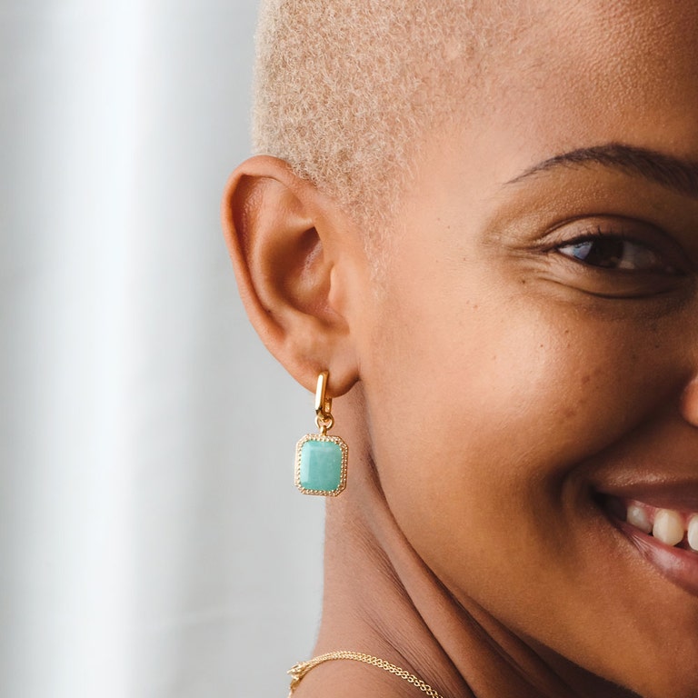 Ottima Amazonite Slice Earrings in Yellow Gold Vermeil | Astley Clarke