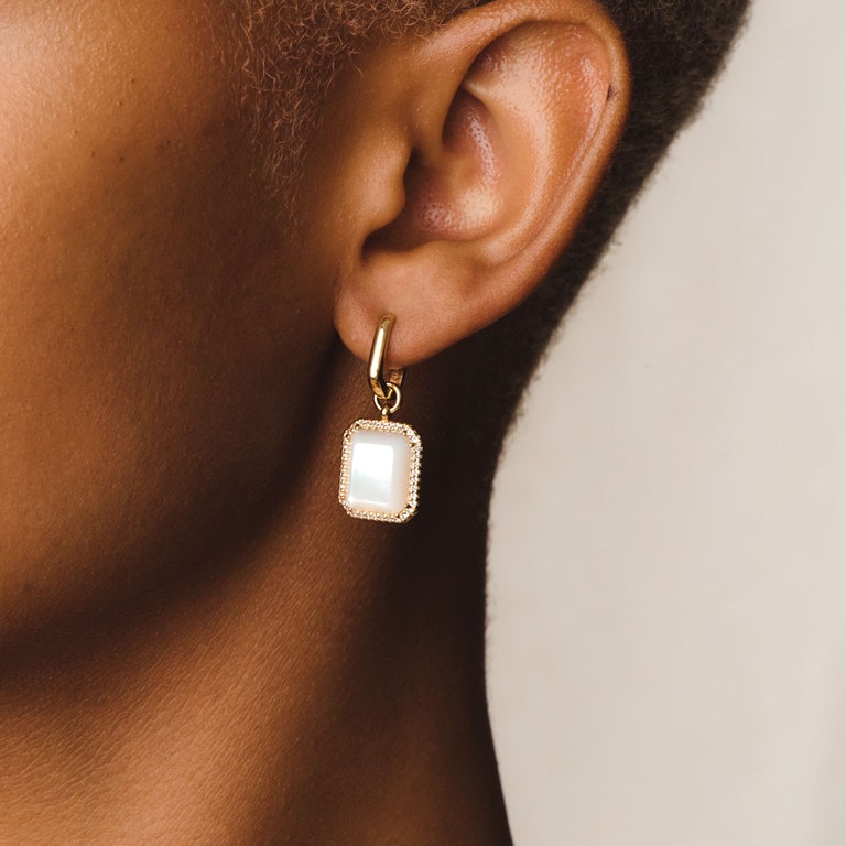 Ottima Mother of Pearl Slice Earrings in Yellow Gold Vermeil | Astley Clarke