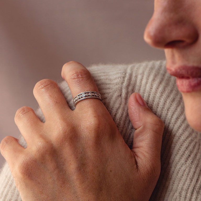 Triple Icon Nova Diamond Ring in White Gold