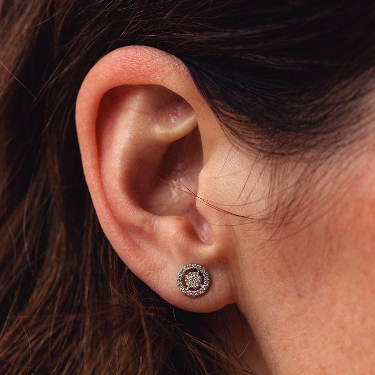 Solid White Gold Icon Aura Natural Diamond Stud Earrings