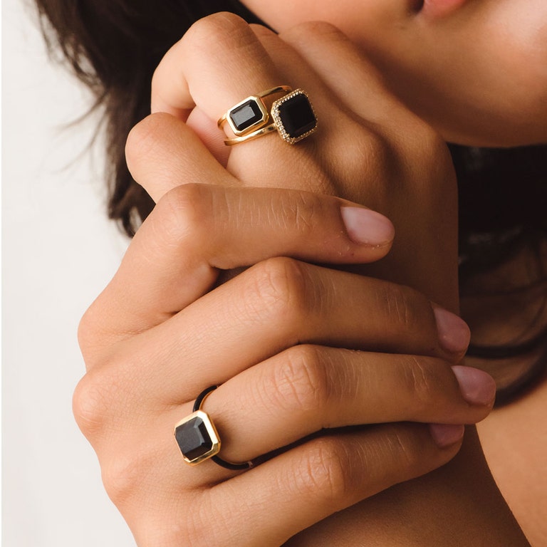 Ottima Black Onyx Ring in Yellow Gold Vermeil | Astley Clarke