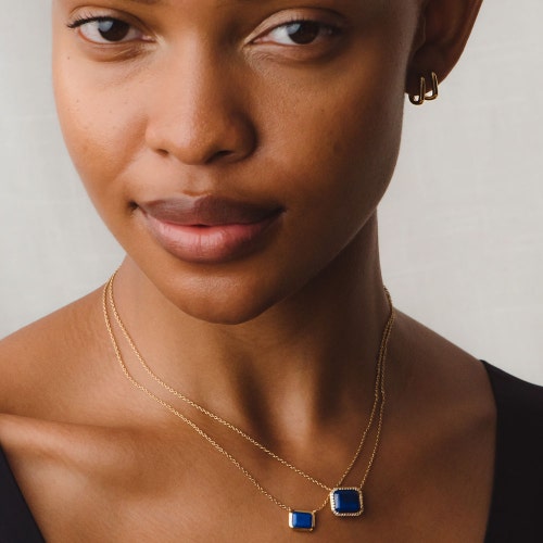 Gold Ottima Lapis Slice Landscape Pendant Necklace
