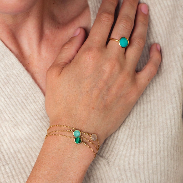 Mini Round Amazonite Stilla Bracelet in Yellow Gold Vermeil