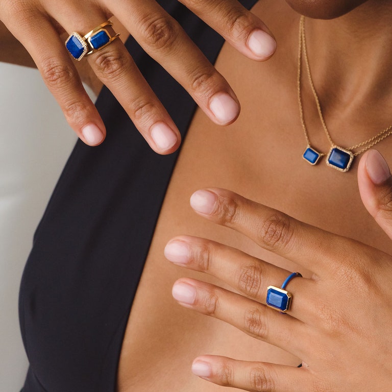 Ottima Lapis Slice Landscape Pendant in Yellow Gold Vermeil | Astley Clarke
