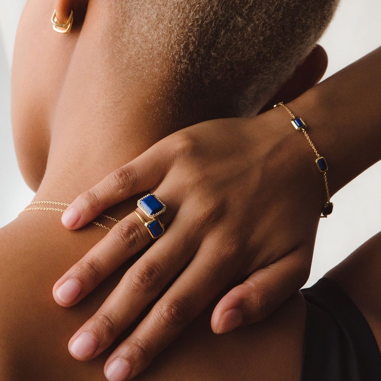 Ottima Lapis Slice Landscape Ring in Yellow Gold Vermeil | Astley Clarke