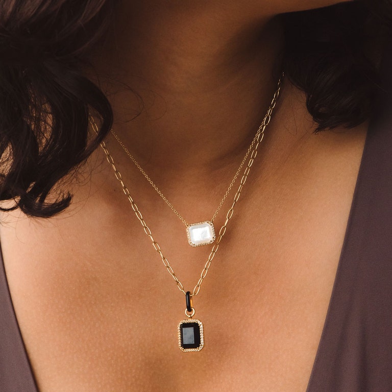 Ottima Mother of Pearl Slice Landscape Pendant in Yellow Gold Vermeil | Astley Clarke