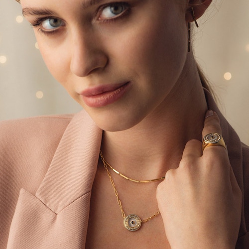 Gold Circulus Mother of Pearl Necklace