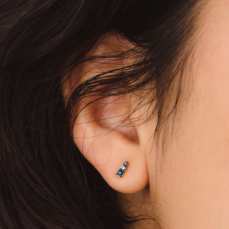 Sapphire Mini Interstellar Stud Earrings In 14ct Yellow Gold | Astley Clarke