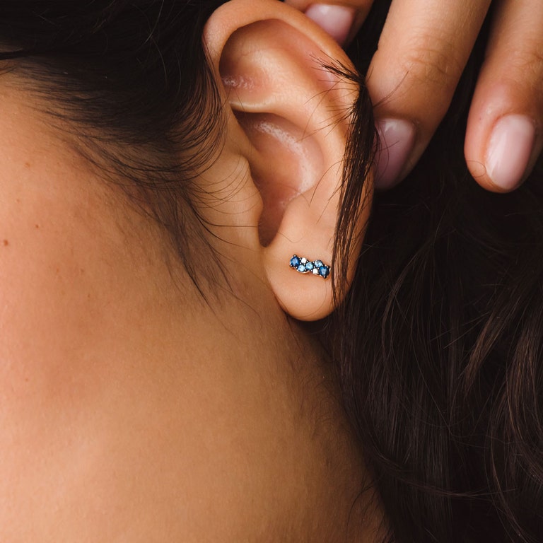 Sapphire Bar Stud Earrings In 14 ct Yellow Gold | Astley Clarke 