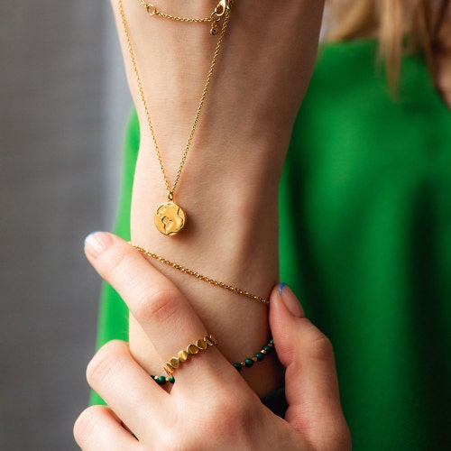Earth Biography Pendant in Yellow Gold Vermeil