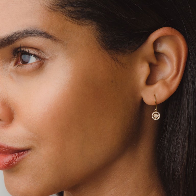 14ct solid yellow gold diamond drop earrings