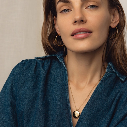 Medium Biography Locket Necklace in Yellow Gold Vermeil