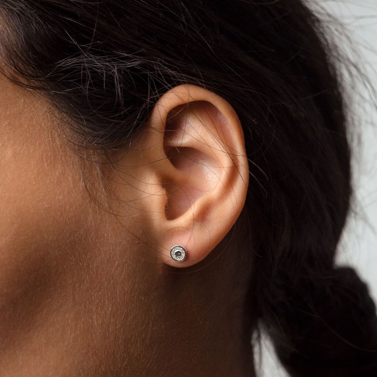 Silver Celestial Tiny Cosmos Stud Earrings
