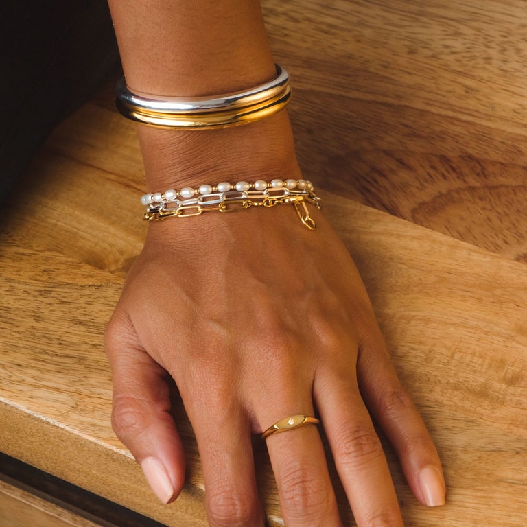 Silver Celestial Square Link Bracelet