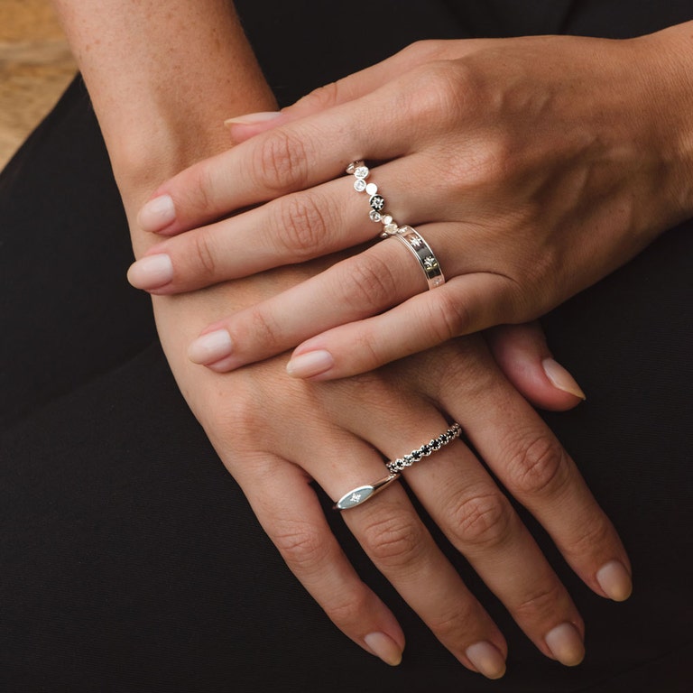Silver Polaris North Star White Sapphire Ring