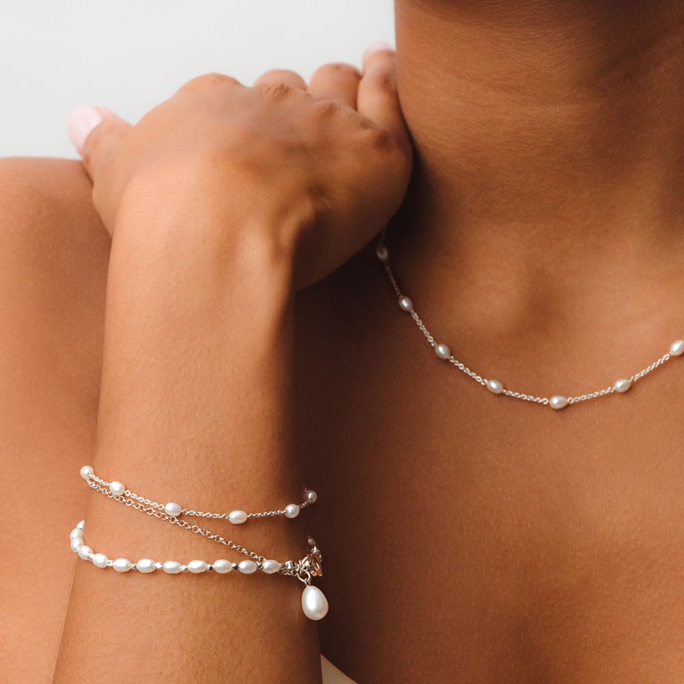 Double Chain Pearl Biography Bracelet in Sterling Silver | Astley Clarke
